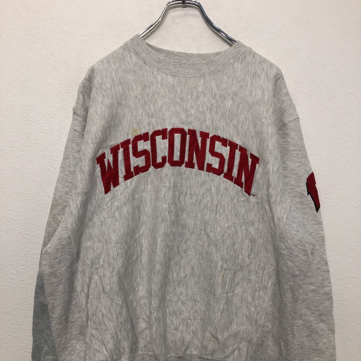 SIGNATURE ロゴ スウェット トレーナー S ライトグレー レッド