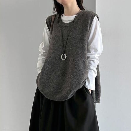 back ribbon knit vest 14747