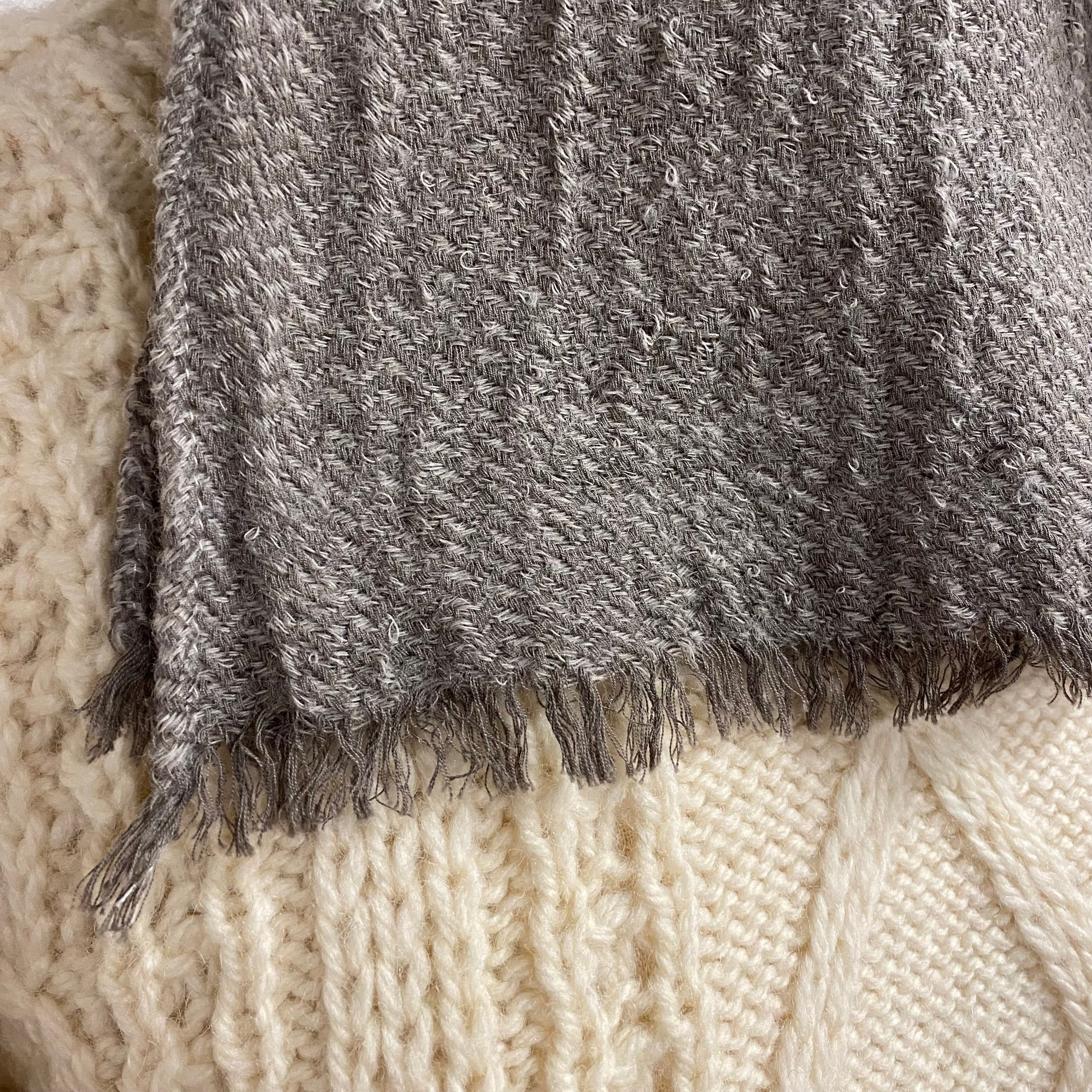 手染め 綿ウールやわらかストール｜夜叉五倍子染め（植物染め