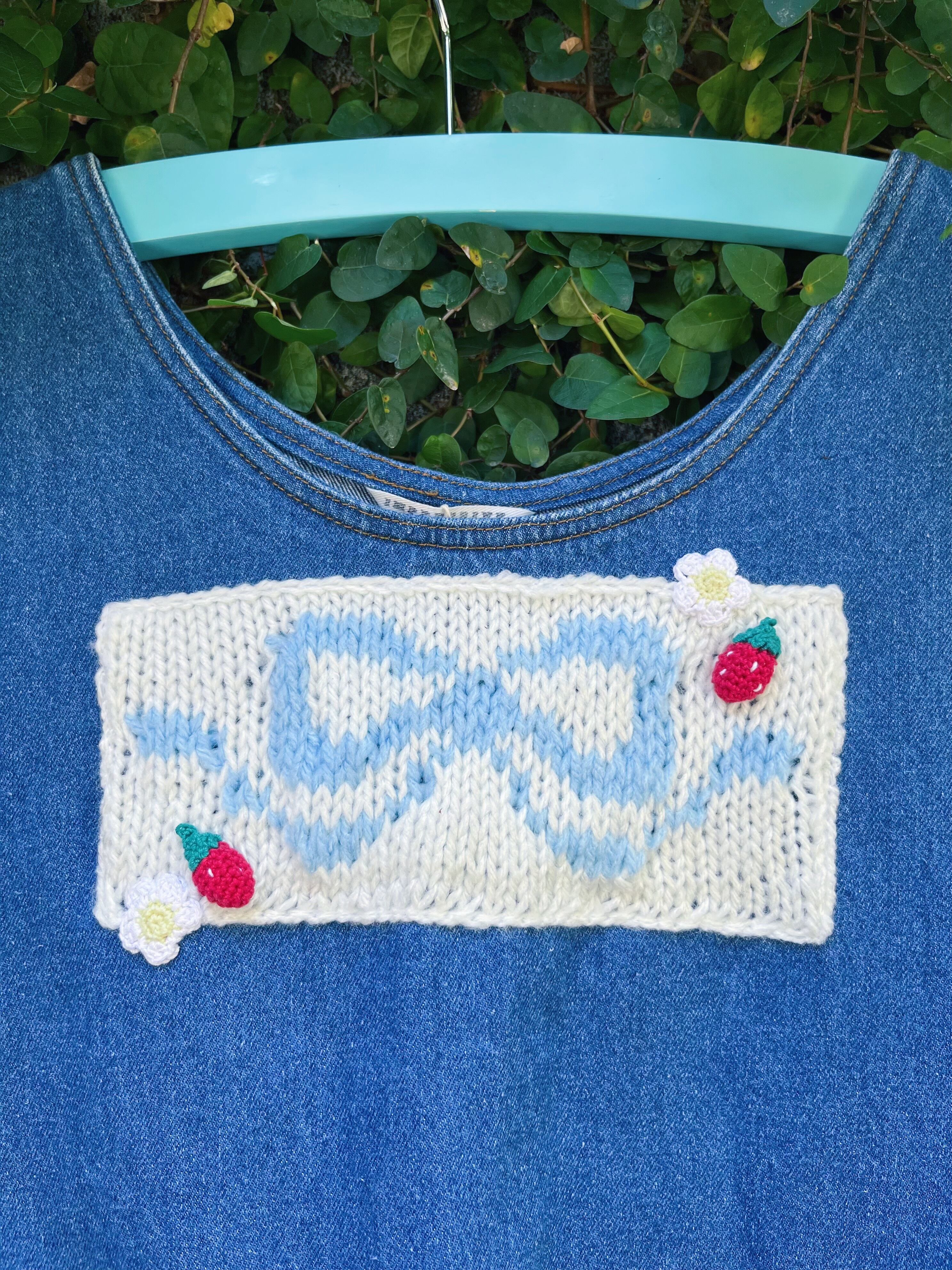 remake ✂︎ blue ribbon frill pocket jumper skirt