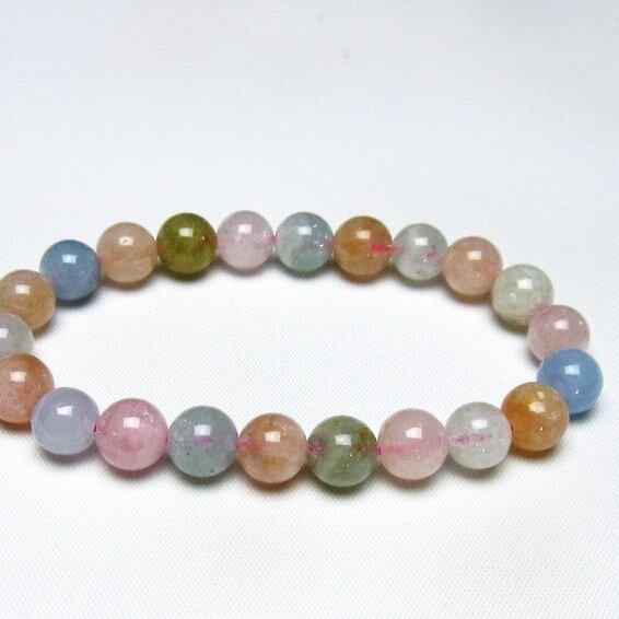 ミックスカラーベリル ブレスレット 9mm 一点物 メール便可 [M便 1/10] 111-48767
