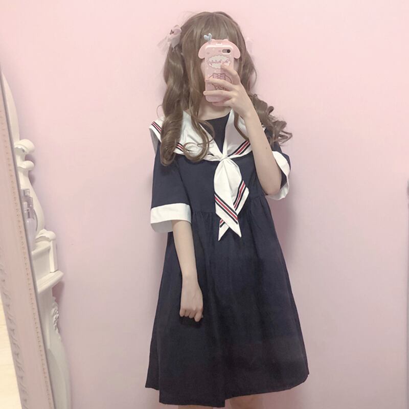 スタイルルーズ薄手スカート ネイビーカラードレス サマー 大人ガーリー スウィート キュート カジュアル 夏物 萌量不足57210284008