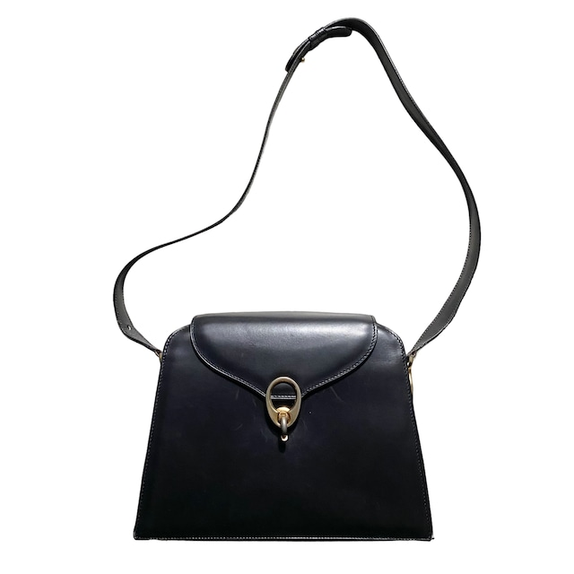 vintage CELINE black leather shoulder bag