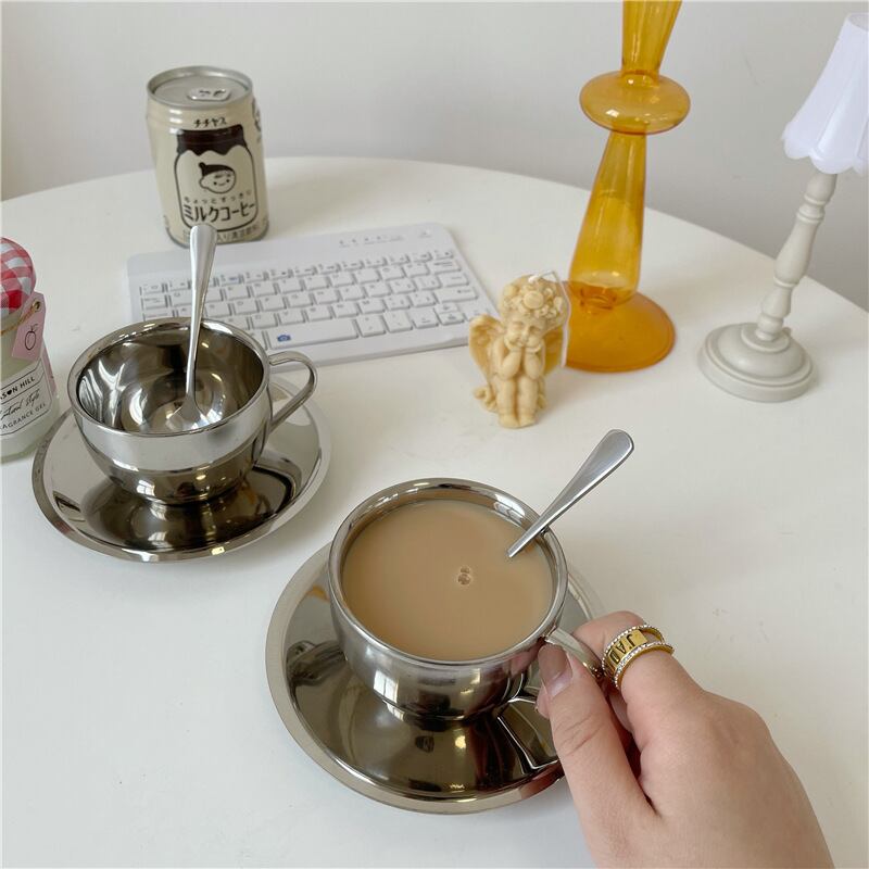 コーヒーカップ カップ ソーサー ステンレス カップ ティー コーヒーカップ カップ ソーサー ステンレス カップ ティー