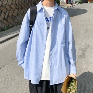 オーバーサイズストライプシャツ 韓国ファッション通販 Nosweat