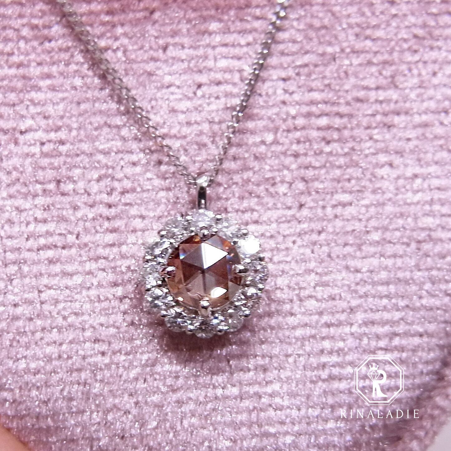 天然ピンクダイヤモンド K18 ネックレス トップ ピンクダイヤモンド