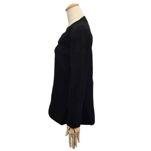 スーパービューティー ニット チュニック 胸元リボン 2421023 ブラック