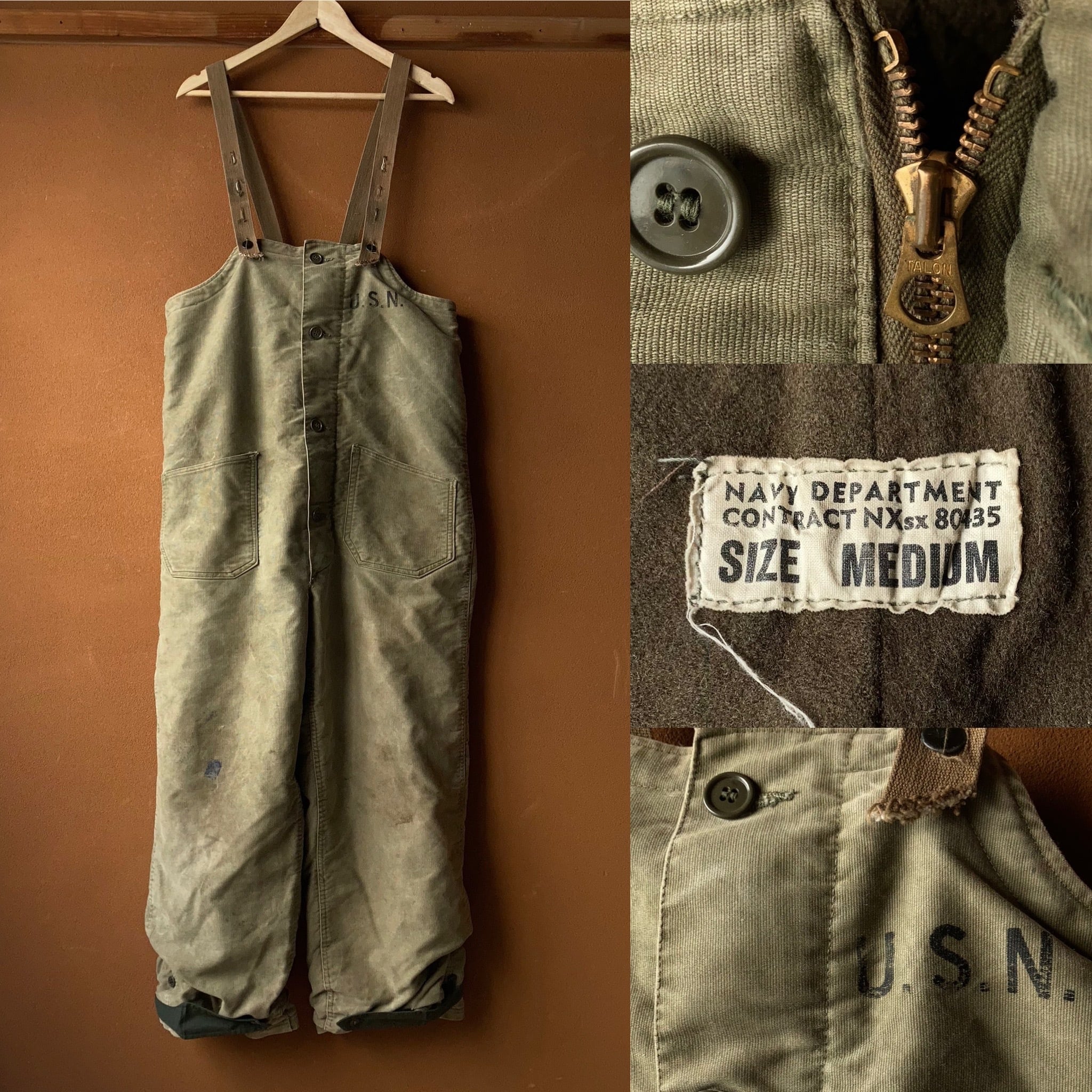 1940's U.S.NAVY デッキオーバーオール ステンシル入り SIZE MEDIUM