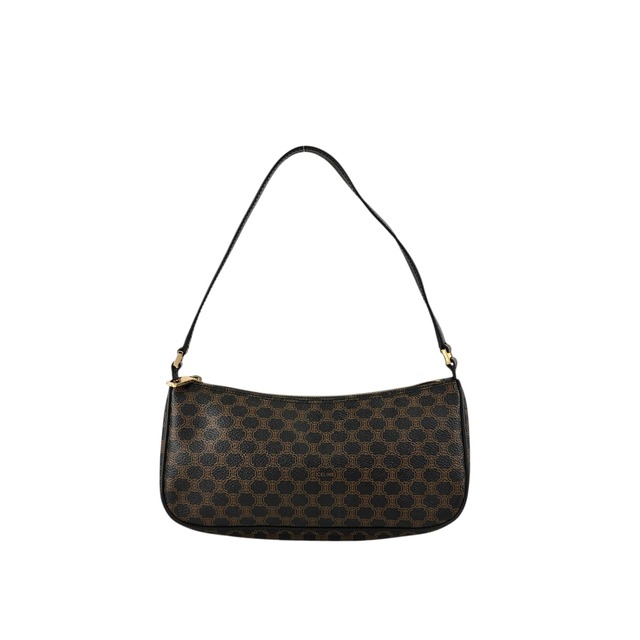 CELINE セリーヌ マカダム ハンドバッグ ブラック PVC ホーボーバッグ ミニバッグ vintage ヴィンテージ オールド f52hnu