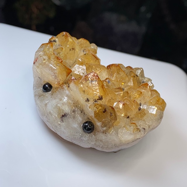 ハリネズミシトリンクラスタ・アイリスクォーツ付き