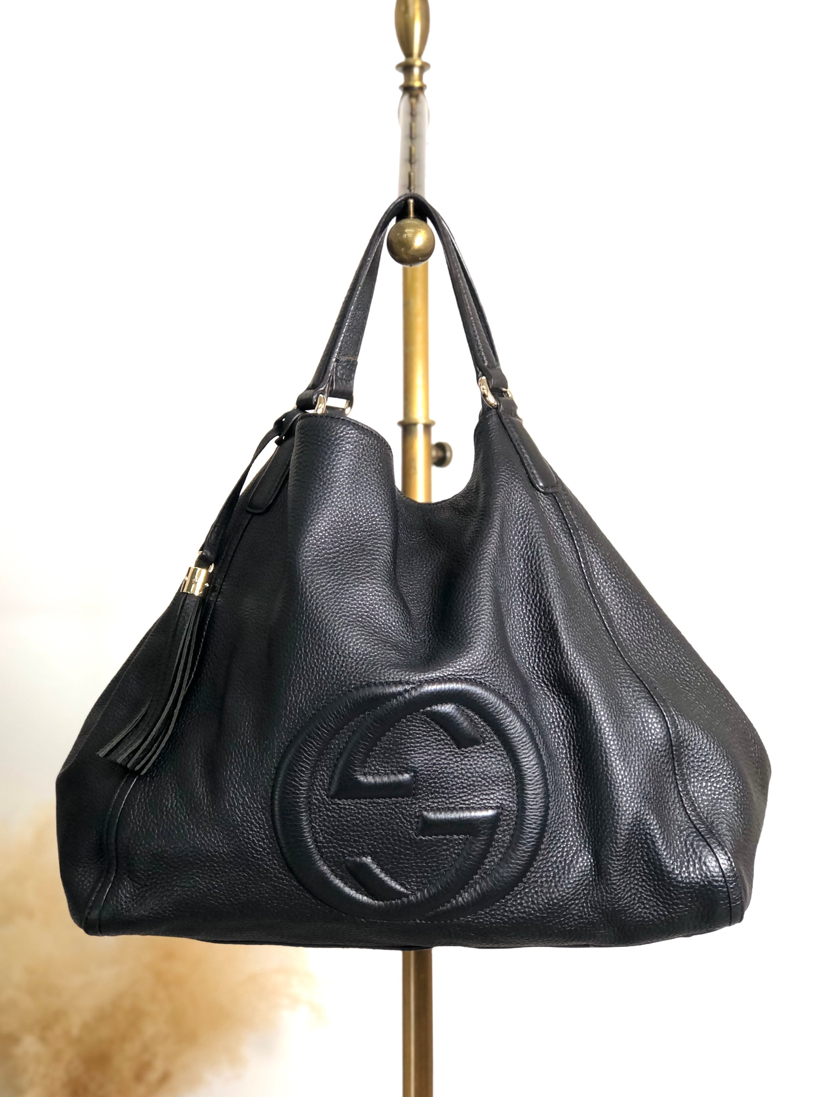 GUCCI グッチ ソーホー ショルダーバッグ ブラック タッセル レザー ホーボーバッグ vintage ヴィンテージ オールド p2pw3n