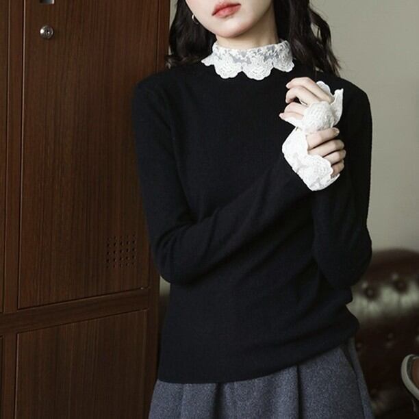 レースカラー&スリーブ トップス 00069