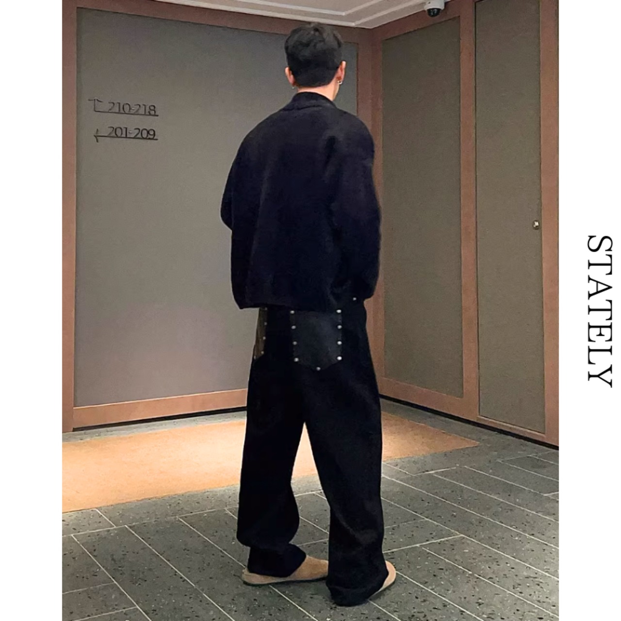 Front Button ワイドブラックデニム_B99・画像4