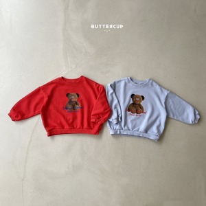 【Butter cup】ビッグベアスウェット 80〜110cm レッド 241020
