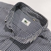 80s LACOSTE ラコステ ギンガムチェック BD 半袖シャツ サイズ 5 /ネイビー×ホワイト/大沢商会/ビンテージ