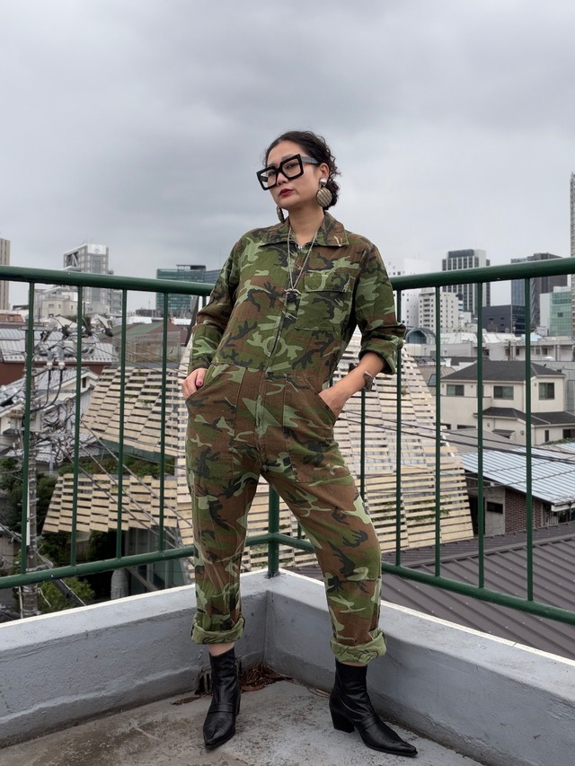 Vintage camouflage cotton jumpsuits ( ヴィンテージ カモフラ コットン ジャンプスーツ )