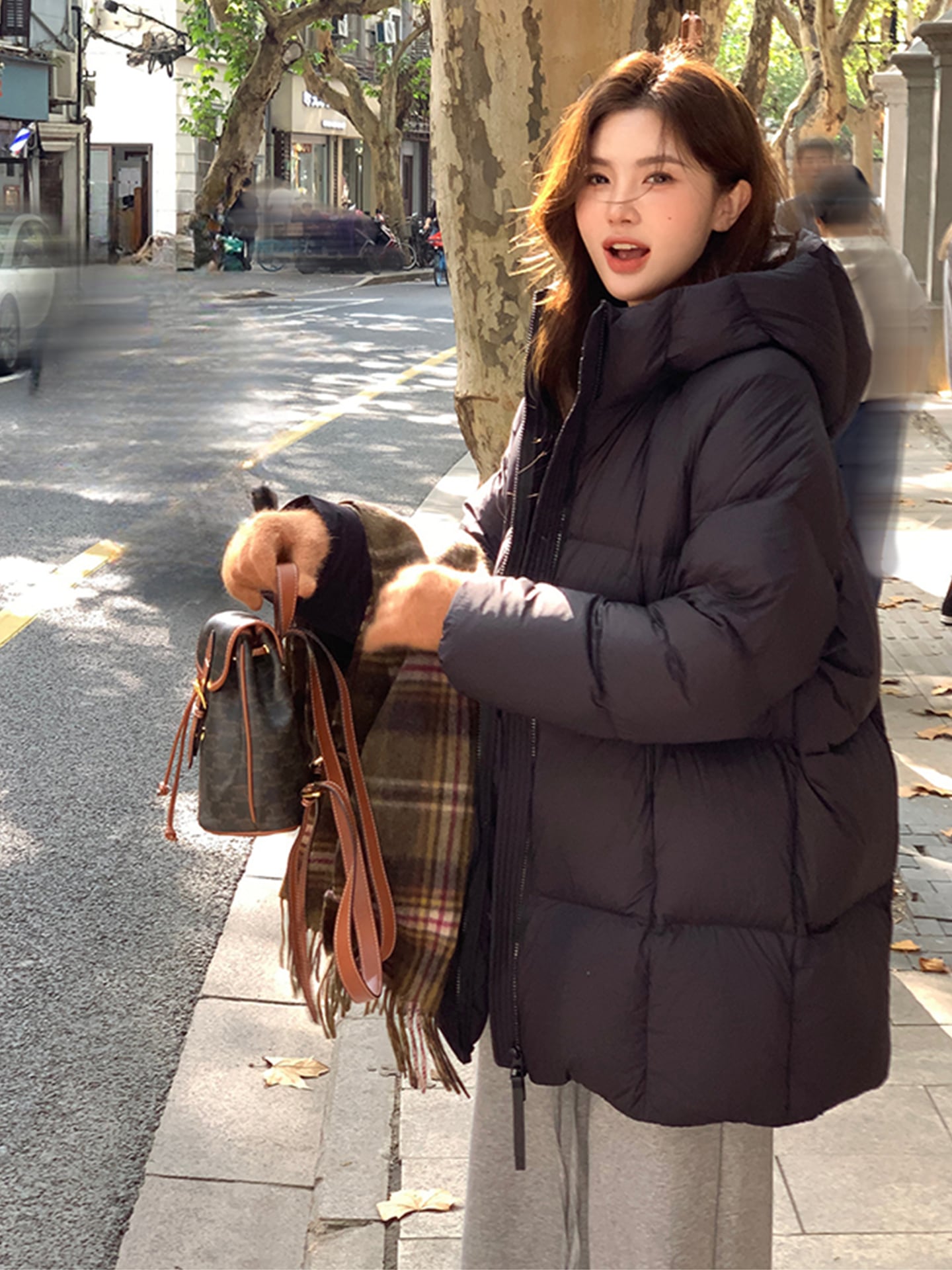 ホワイトダックダウンミッドレングスダウンジャケット 新しいルーズ