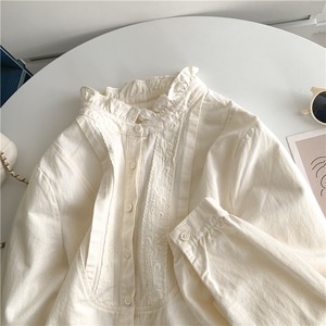 cotton ruffle collar blouse　102599