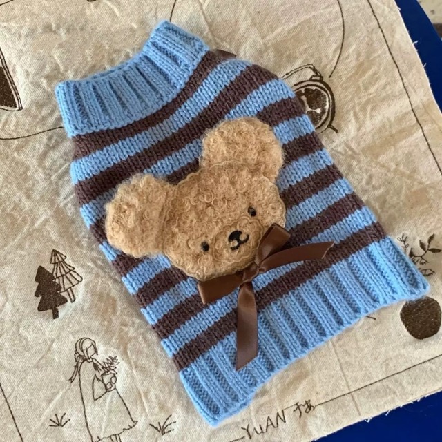 ボーダーくまちゃんニット　4592