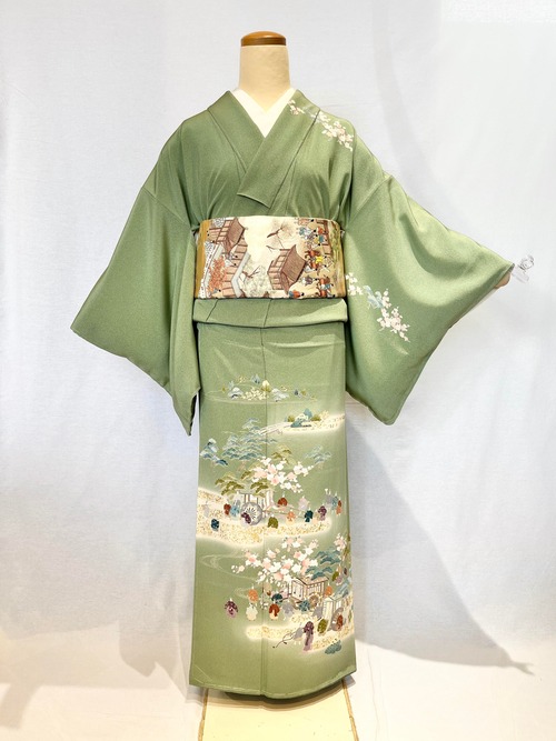 2108 紋付き訪問着 袷単品 Houmongi(lined kimono)