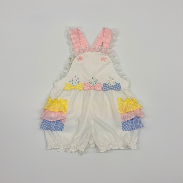 【6-12M】Baby ribbon frill jumpsuit ベビーサロペット リボン フリル
