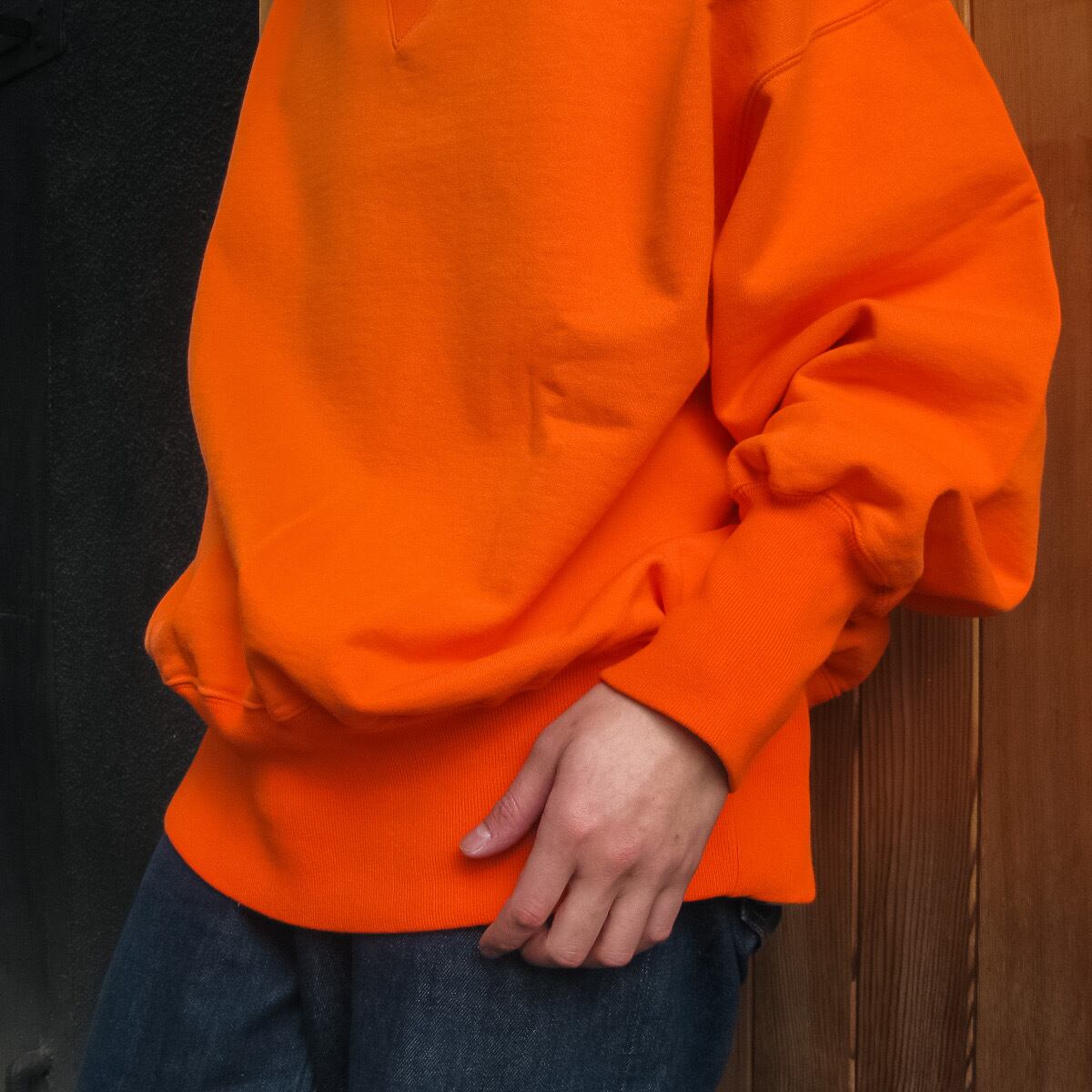 ChahChah LOOPBACK TERRY WIDE CREW NECK SWEAT SHIRT SUNSET ORANGE