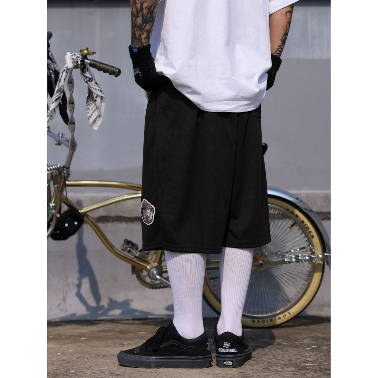 ストリート Chicano ブルドッグ 刺繍ショーツ P212