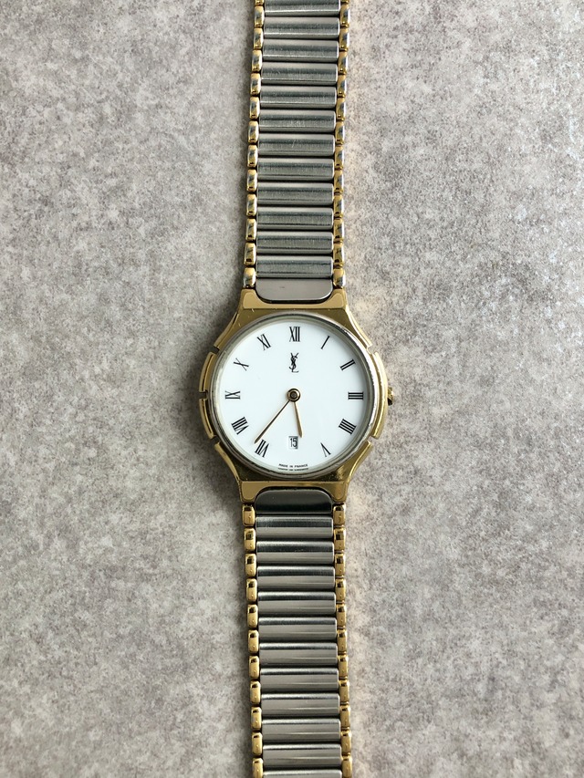 Yves Saint Laurent イヴ・サンローラン 腕時計 ゴールド シルバー ローマ YSL ステンレススチール クォーツ 291842 vintage ヴィンテージ オールド jav7in