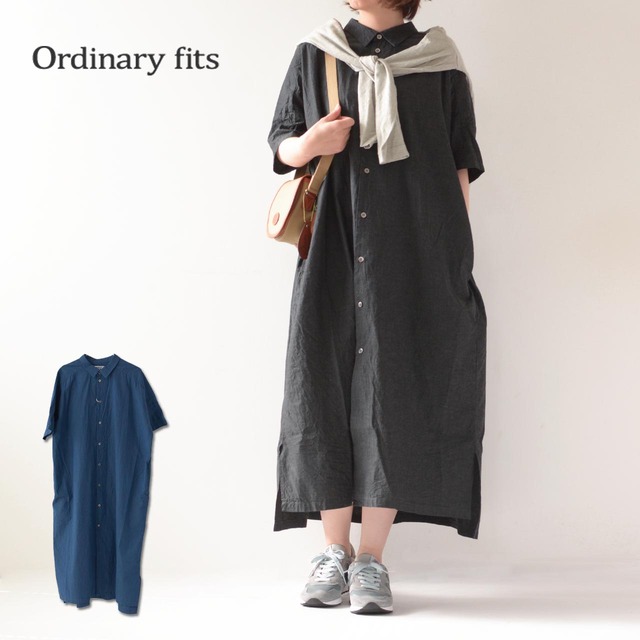 【SALE 30%OFF】ordinary fits [オーディナリーフィッツ] BARBER DRESS [OF-O038] バーバードレス・シャツワンピース・ワンピース・半袖ワンピース・ワイドシルエット・LADY'S [2022SS]