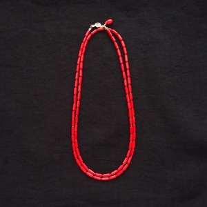 再入荷／Red Coral Long Necklace／レッドコーラル ロングネックレス（Small／Tube Shape）