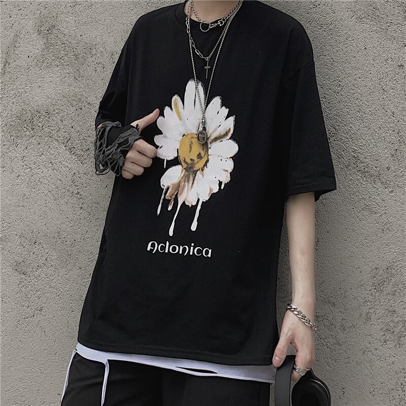 新品 花柄プリント柄Tシャツ 大人女子☆ 原宿系 フラワーデザイン