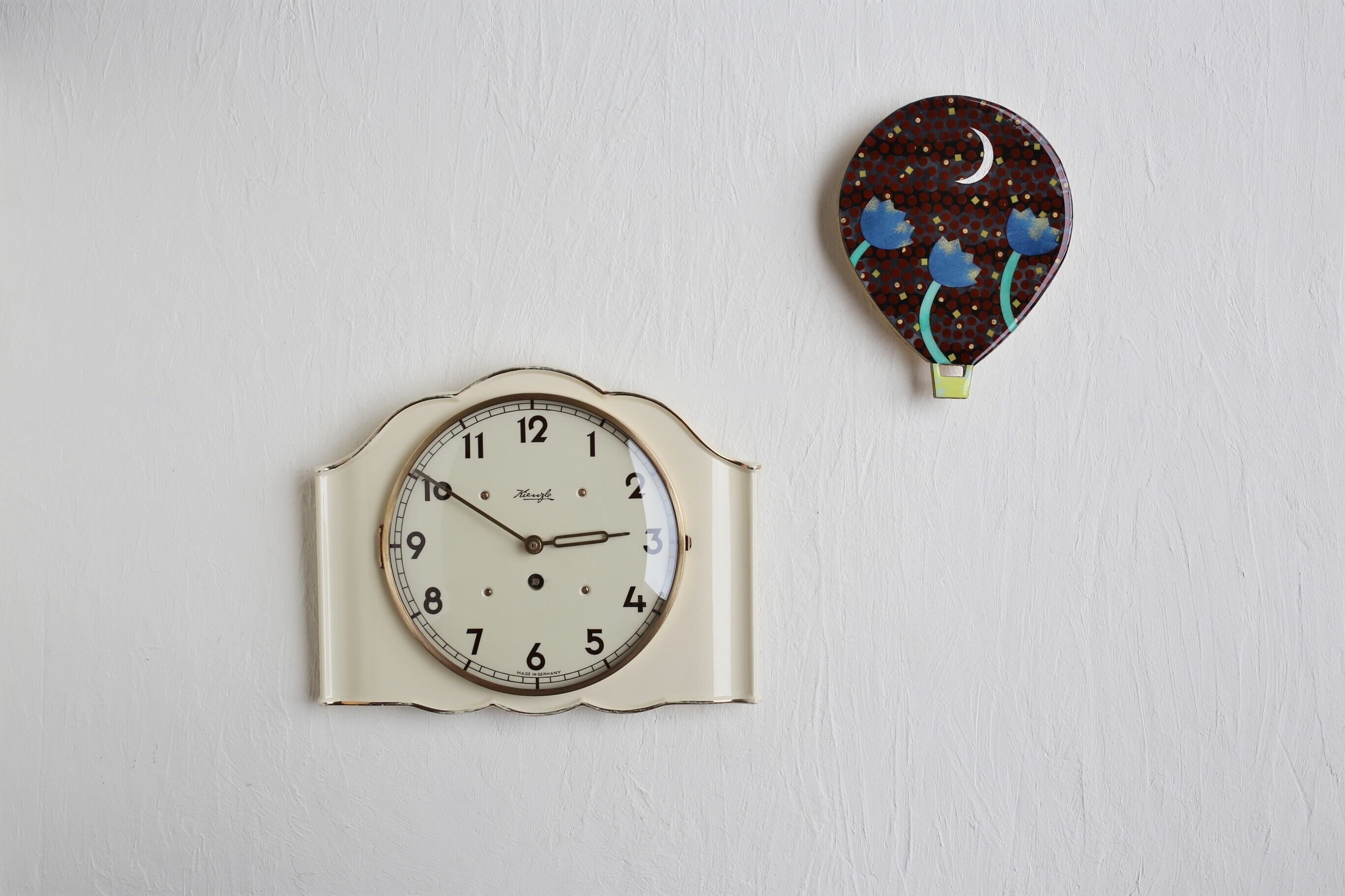 ドイツ アンティーク ヴィンテージ Kienzle 陶器製 掛時計 （スイープ