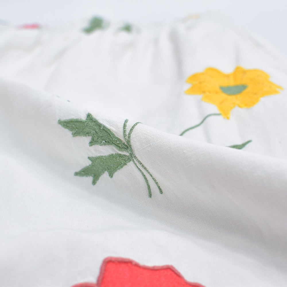 Remakeリメイク 再構築 パッチワーク&フラワー刺繍 デザイン ルーズ