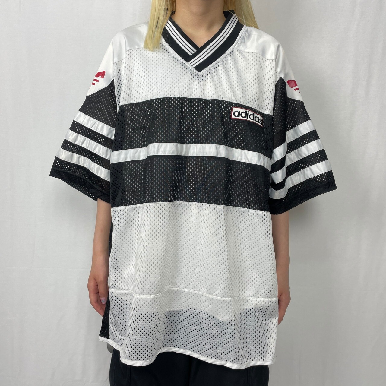 adidas メッシュ切り替え フットボール ゲームシャツ メンズXL相当 