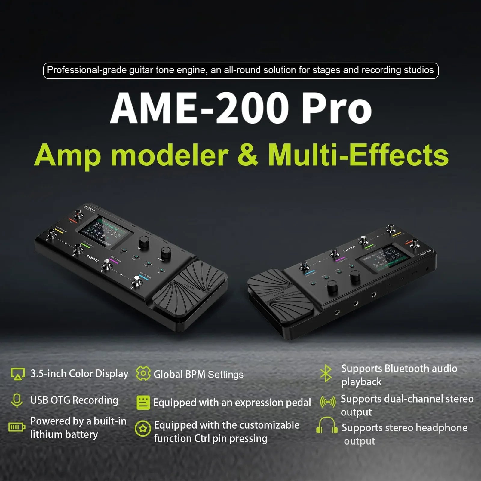 Audota Ame-200 Proアンプモデラー200プリセット10エフェクトペダル