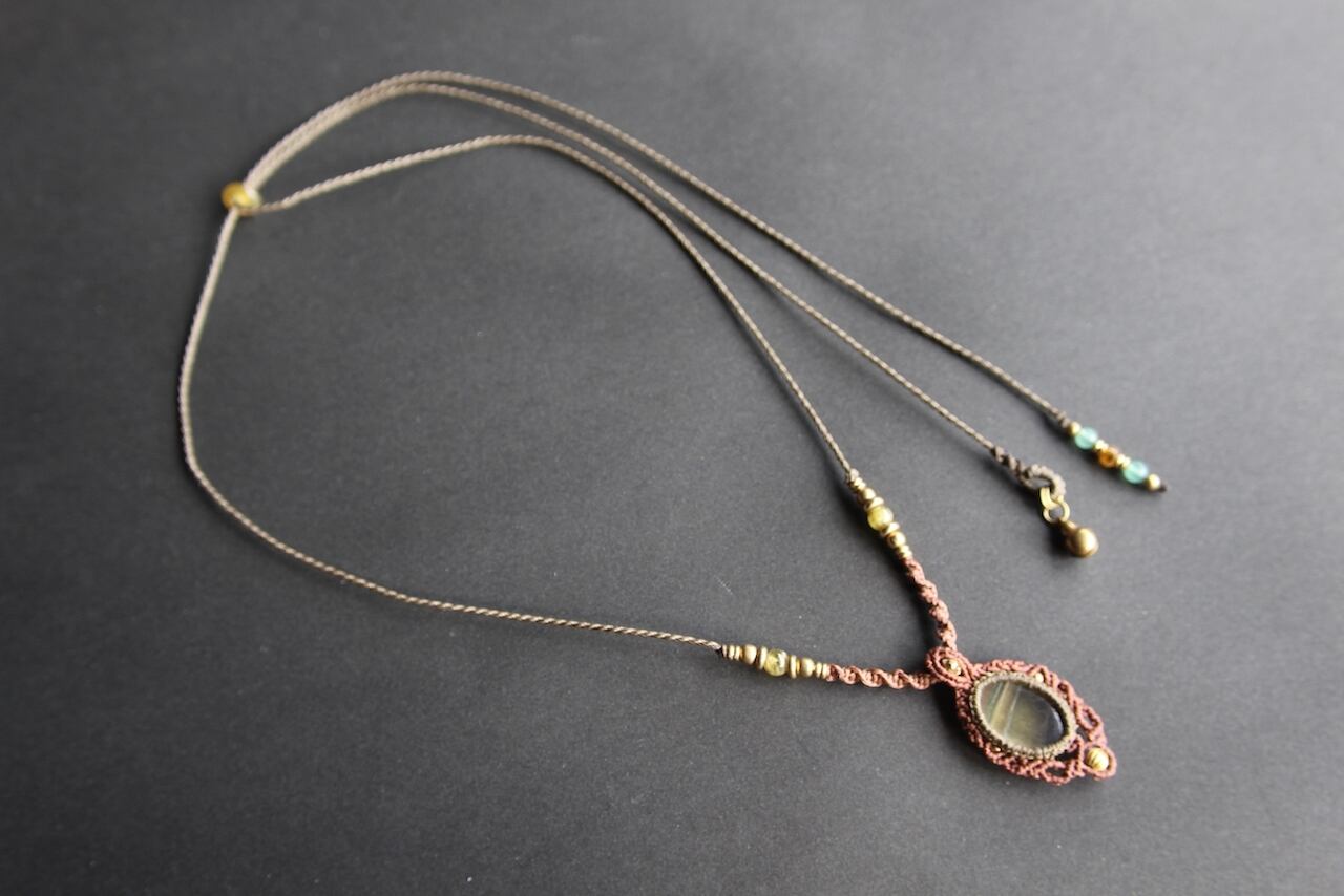 Fluorite micro macrame pendant