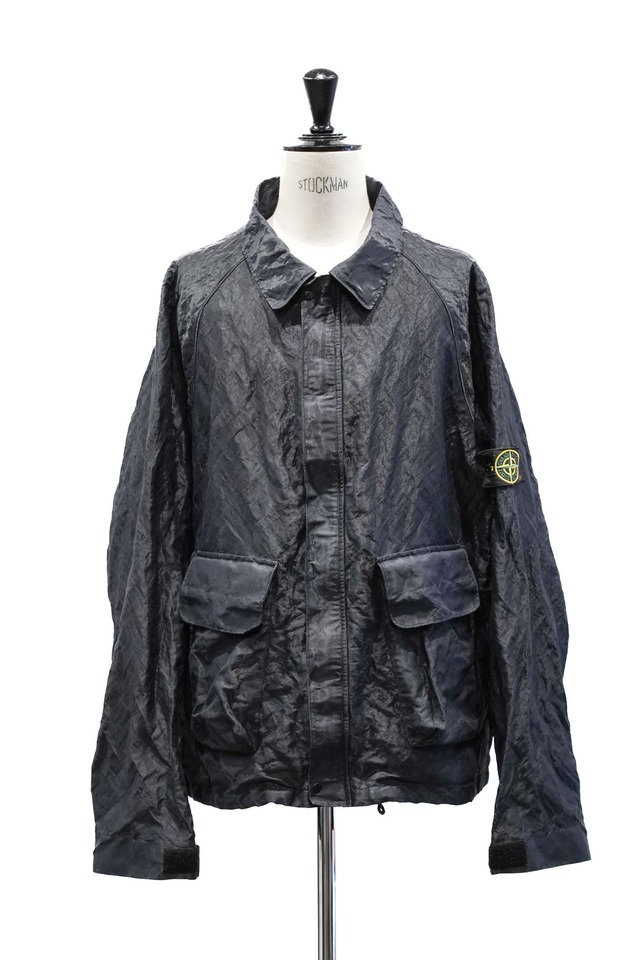00AW "STONE ISLAND" MONOFILAMENT Garment Dyed Nylon Cotton Dark Navy Color Zip-Up Jacket (Design by Paul Harvey)