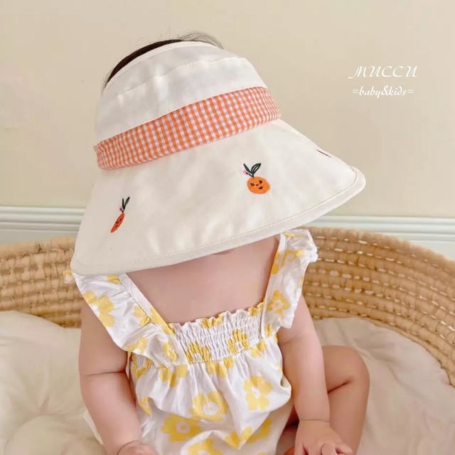 送料無料 予約販売 可愛い 日焼け防止 チェックリボン 帽子 頭囲 46cm 52cm ペアコーデ 兄弟 姉妹 男の子 女の子 お誕生日 ハーフバースデー 結婚式 出産祝い 赤ちゃん Muccu Baby Kids