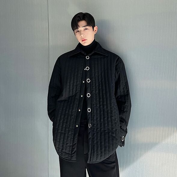 【予約販売】ブルゾン アウター キルティング ジャケット 冬 防寒 ブラック 黒 ショート丈 メンズ カジュアル 男前 こなれ感 お洒落 韓国 トレンド 秋 冬 M/L/XL