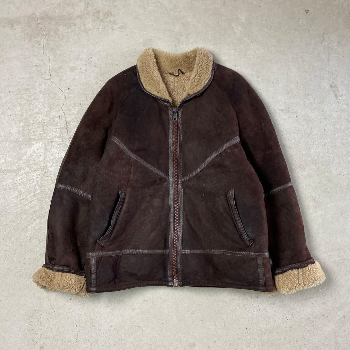ヴィンテージ ムートンジャケット メンズL相当 古着 VINTAGE ラグラン 