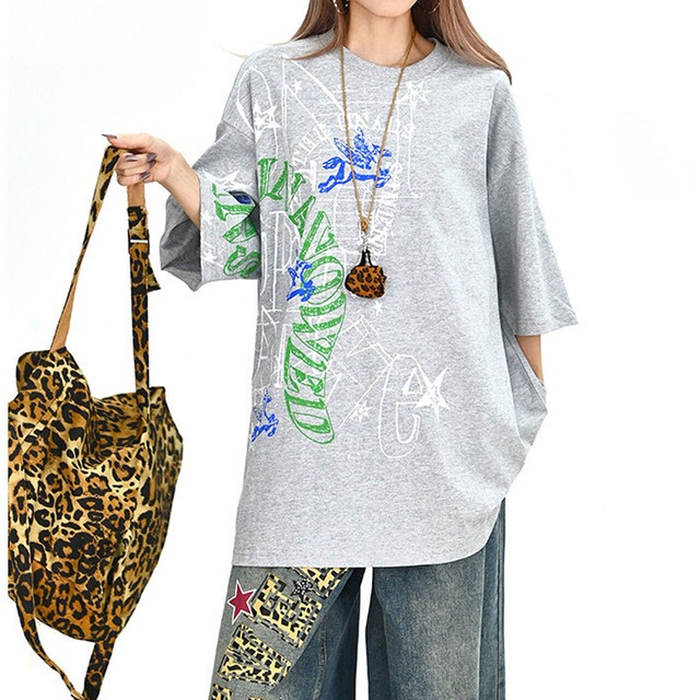 アートラインミックスグラフィティプリントストリートTシャツ 2col   R02025