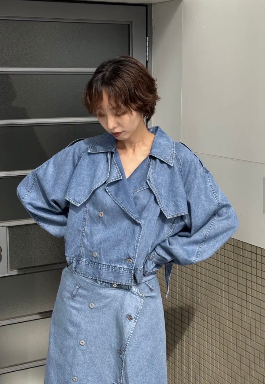 AMERI】TENCEL DENIM SHORT TRENCH COAT (0126107410450) | CLOAK&CO
