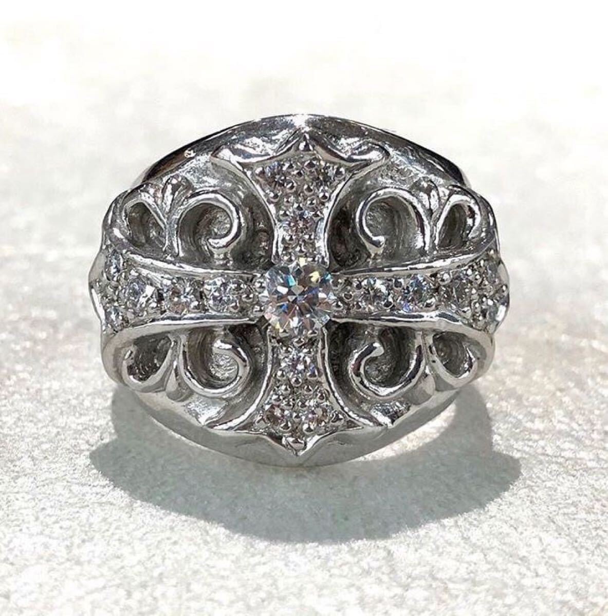 CHROME HEARTS クロムハーツ キーパーリング パヴェダイヤ ホワイト