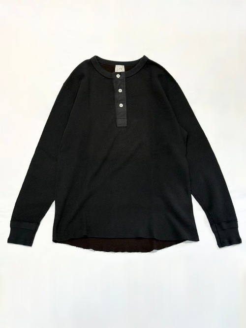LOOP&WEFT・DOUBLE FACE HEX HONEYCOMB HENLEY NECK THERMAL・アンティークブラック