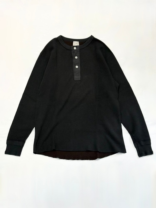 LOOP&WEFT・DOUBLE FACE HEX HONEYCOMB HENLEY NECK THERMAL・アンティークブラック