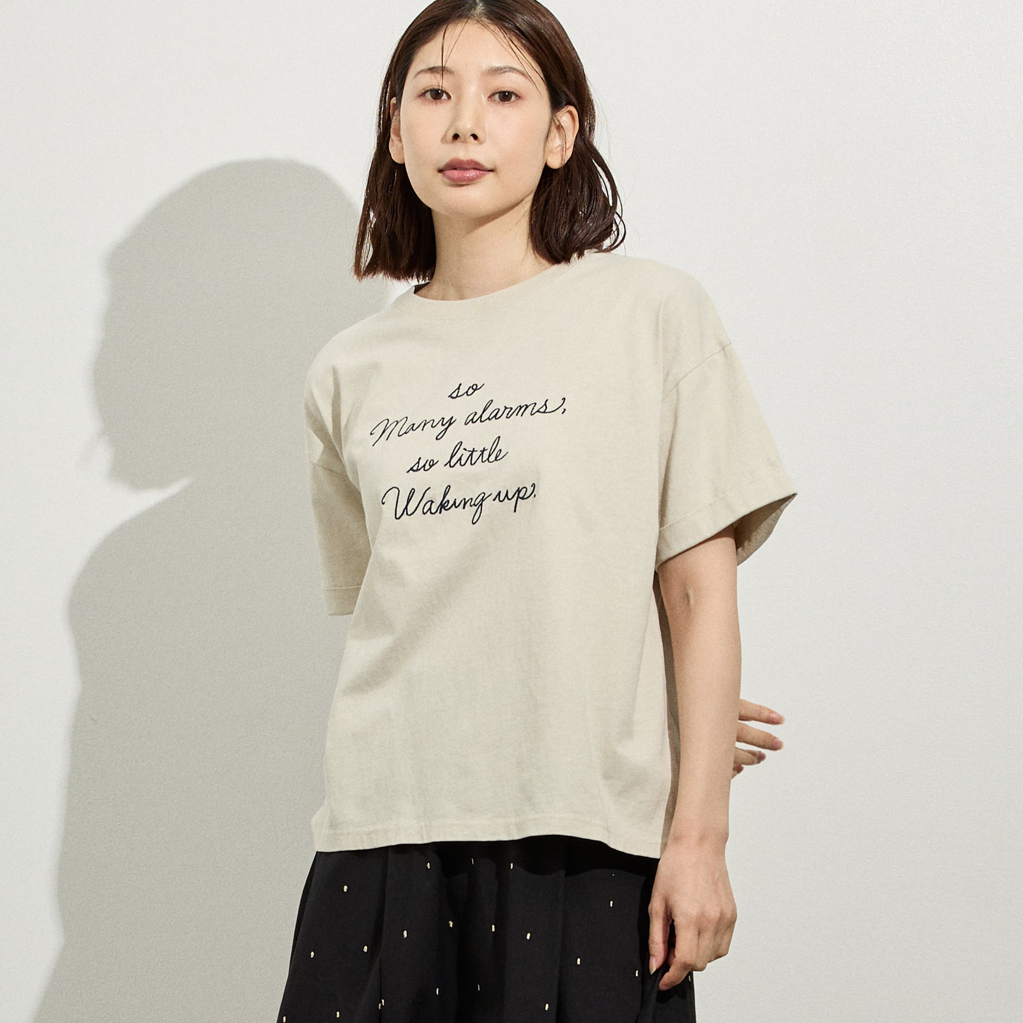USAコットン 袖ロールスヌーズ Tee|刺繍ロゴ