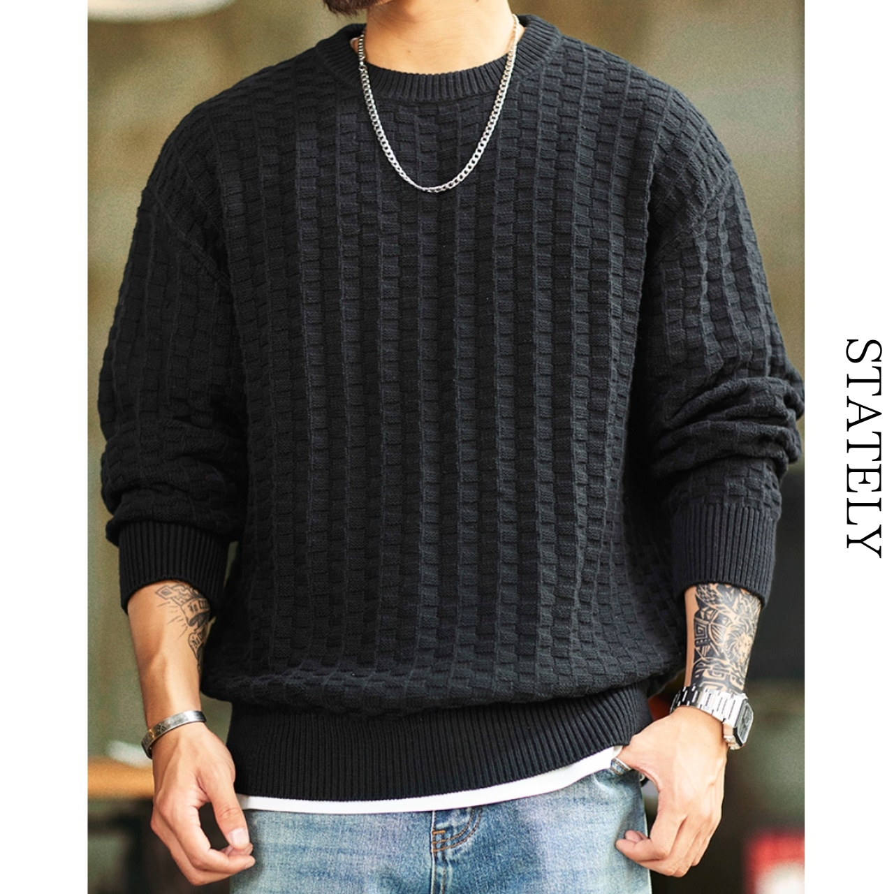 Checker Knit Pullover/2color_T56・画像4