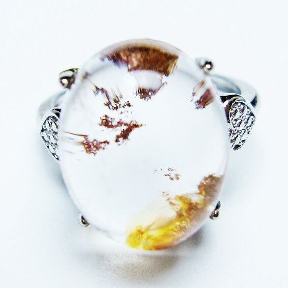 ガーデンクォーツ 指輪 ガーデン水晶 リング フリーサイズ 14号 一点物 メール便可 [M便 1/20] 115-6885