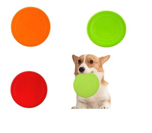 【数量限り】犬用ソフトフリスビー 3個セット 耐噛み強化 防滑グリップ 浮水可能 小型犬?大型犬対応 トレーニングディスク カラフル3色（オレンジ・赤・緑）