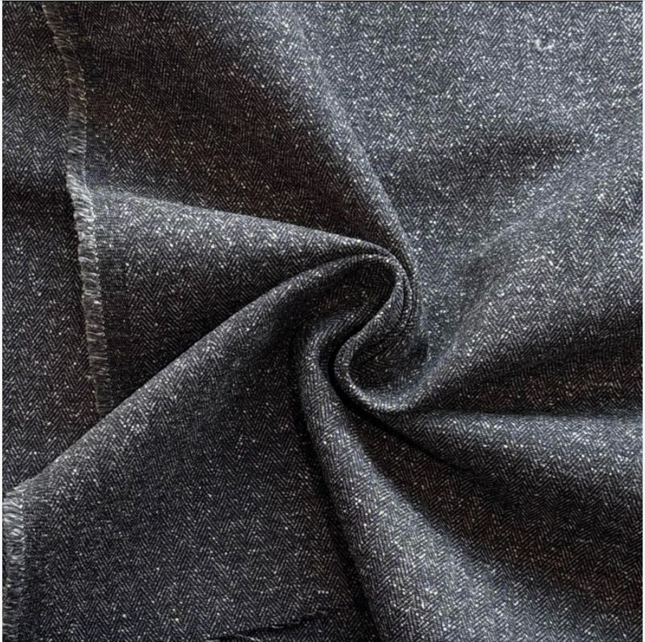 ★TB941◆3m◆綿100%ネップヘリンボーンデニム生地◆チャコール